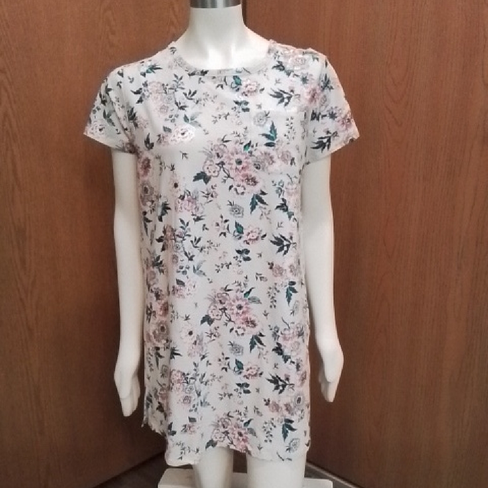 New! PJs Vera Bradley Floral Short Sleeve Pajama Sleep Shirt, Sz M, 95% Cotton.